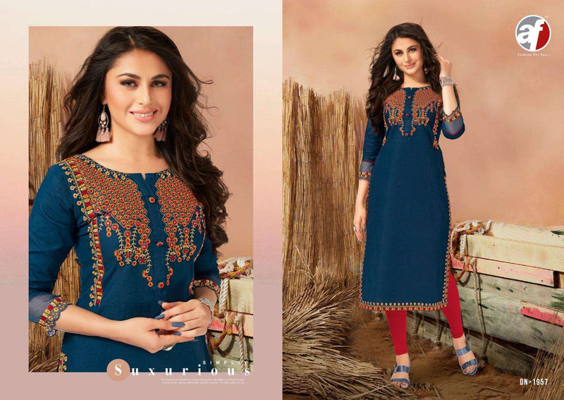 A F Kurtis Forever Vol 2 Linen Cotton With Embroidery And Hand Work Fancy Readymade Casual Wear Kurtis