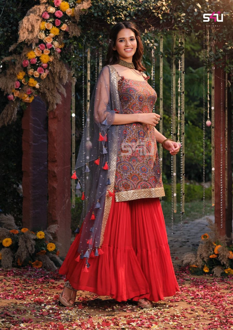 S4u Shivali Afreen Chinon With Fancy Work Stylish Designer Casual Look Party Wear Fancy Kurti