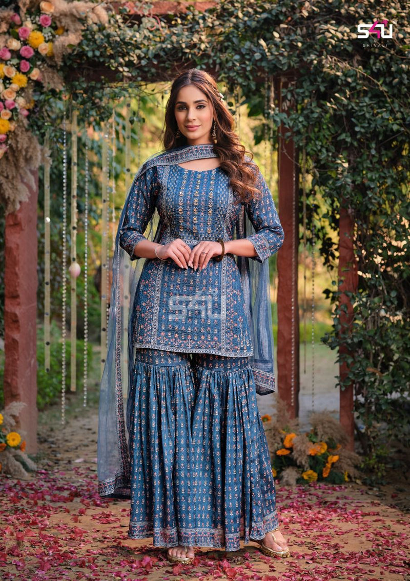 S4u Shivali Afreen Chinon With Fancy Work Stylish Designer Casual Look Party Wear Fancy Kurti