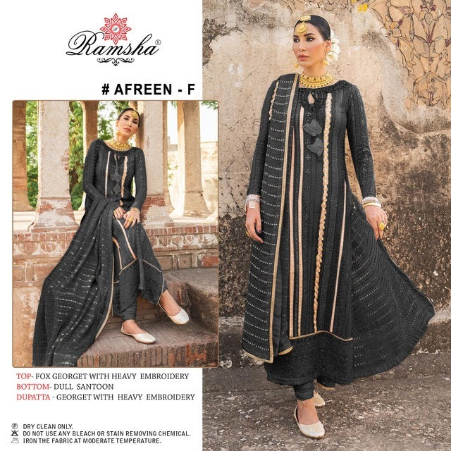 Ramsha Afreen Dark Nx Georgette Pakistani Style Designer Party Wear Salwar Suits