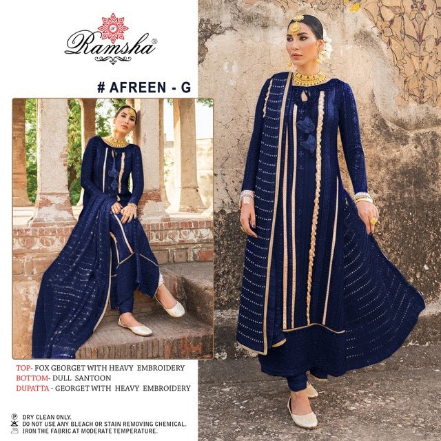 Ramsha Afreen Dark Nx Georgette Pakistani Style Designer Party Wear Salwar Suits