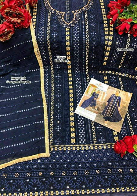 Ramsha Afreen Dark Nx Georgette Pakistani Style Designer Party Wear Salwar Suits