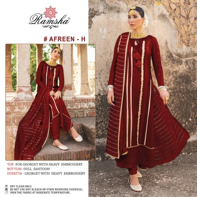 Ramsha Afreen Dark Nx Georgette Pakistani Style Designer Party Wear Salwar Suits