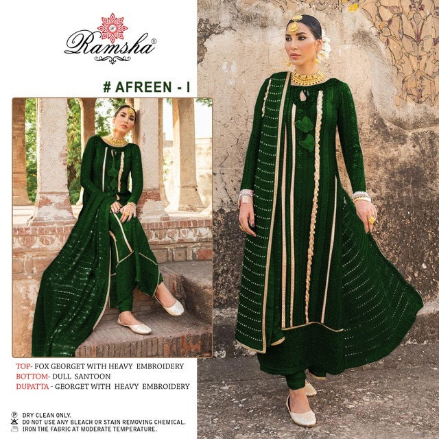 Ramsha Afreen Dark Nx Georgette Pakistani Style Designer Party Wear Salwar Suits