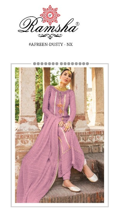 Ramsha Afreen Dusty NX Georgette Heavy Embroidered Pakistani Wedding Wear Salwar Suits