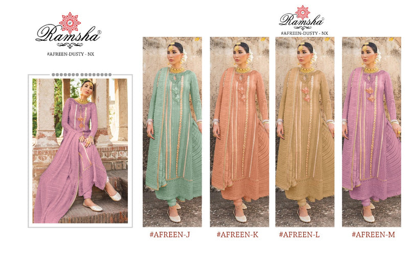Ramsha Afreen Dusty NX Georgette Heavy Embroidered Pakistani Wedding Wear Salwar Suits