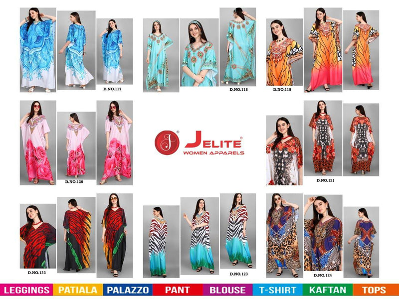 Jelite Jisha Kaftan Afreen Vol 3 Polyester Crepe Digital Printed Party Wear Kaftan Style Kurtis