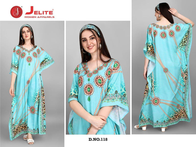 Jelite Jisha Kaftan Afreen Vol 3 Polyester Crepe Digital Printed Party Wear Kaftan Style Kurtis