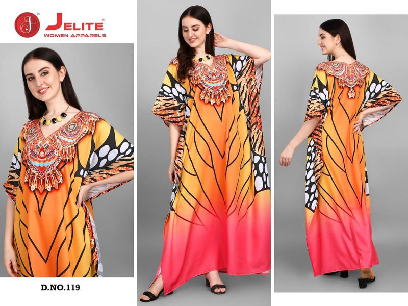 Jelite Jisha Kaftan Afreen Vol 3 Polyester Crepe Digital Printed Party Wear Kaftan Style Kurtis