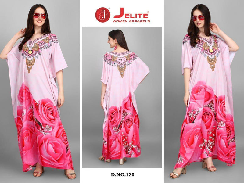 Jelite Jisha Kaftan Afreen Vol 3 Polyester Crepe Digital Printed Party Wear Kaftan Style Kurtis