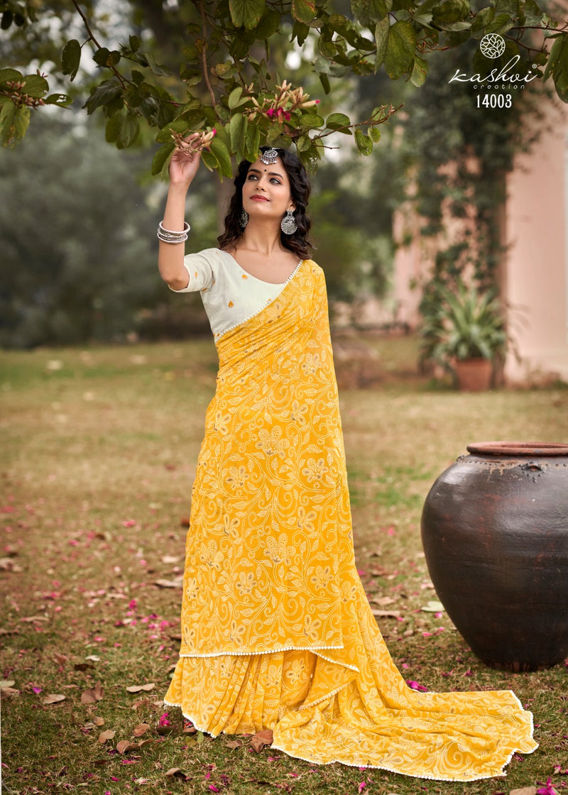 Kashvi Creation Akansha Georgette Printed Beautiful Party Wear Sarees