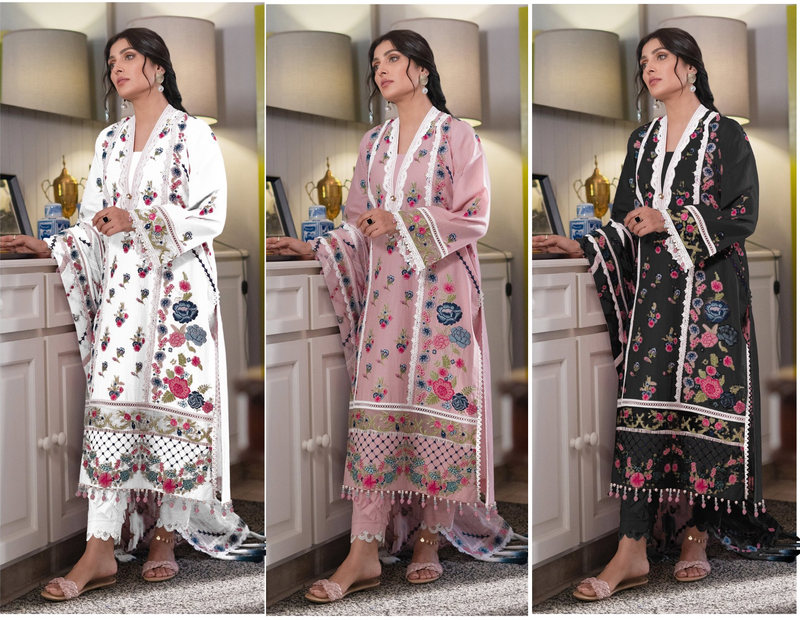 AL Laam  L 101 A B C Cotton Heavy Embroidery Pakistani Style Salwar Suits