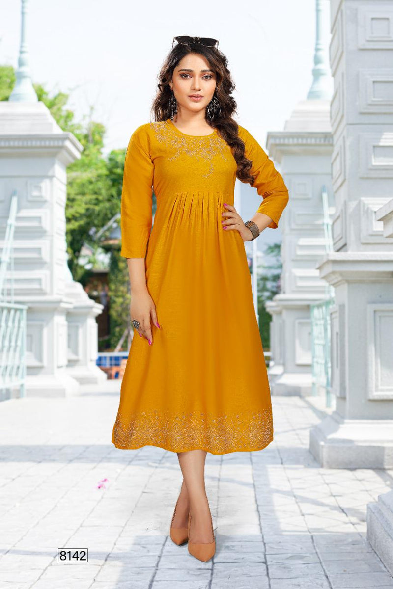 MF Albeli Rayon Fancy Designer Party Wear Kurtis