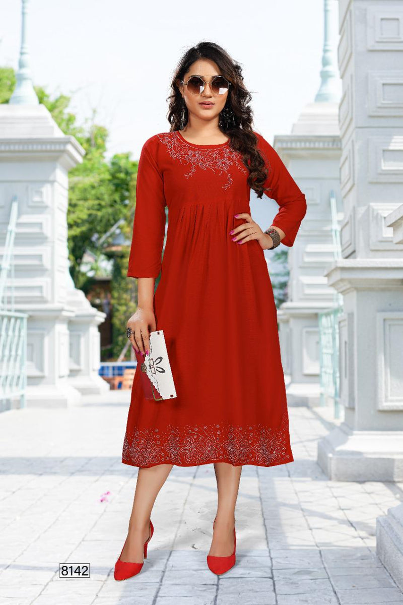 MF Albeli Rayon Fancy Designer Party Wear Kurtis