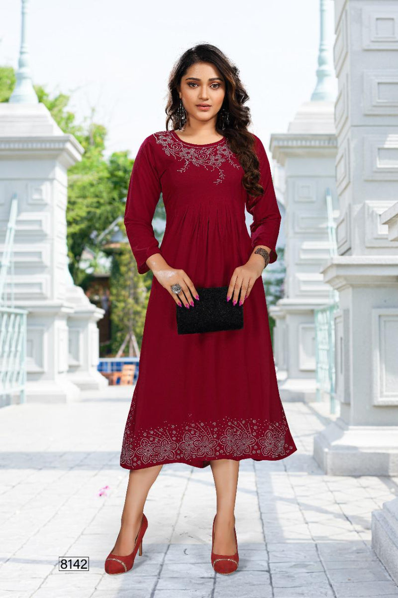 MF Albeli Rayon Fancy Designer Party Wear Kurtis