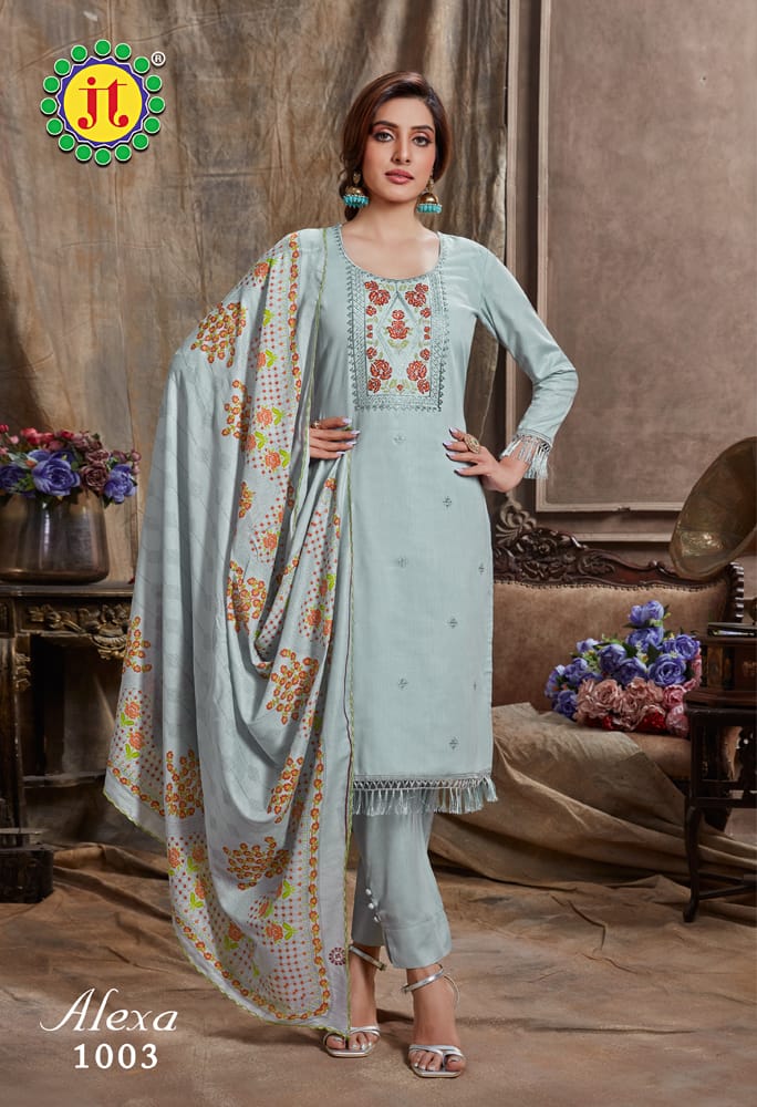 Jt Alexa Pure Heavy Cotton Embroidery Work Fancy Designer Wear Salwar Kameez