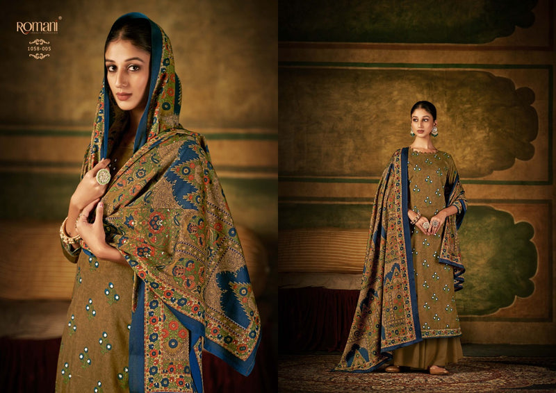 Romani Alfaaz Pashmina With Mirror And Hand Work Stylish Designer Casual Wear Salwar Kameez