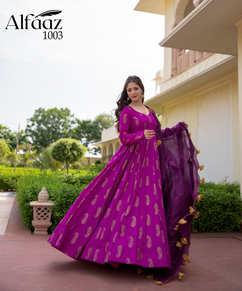 Alfaaz Vol 1 Maslin Designer Work Gown With Dupatta