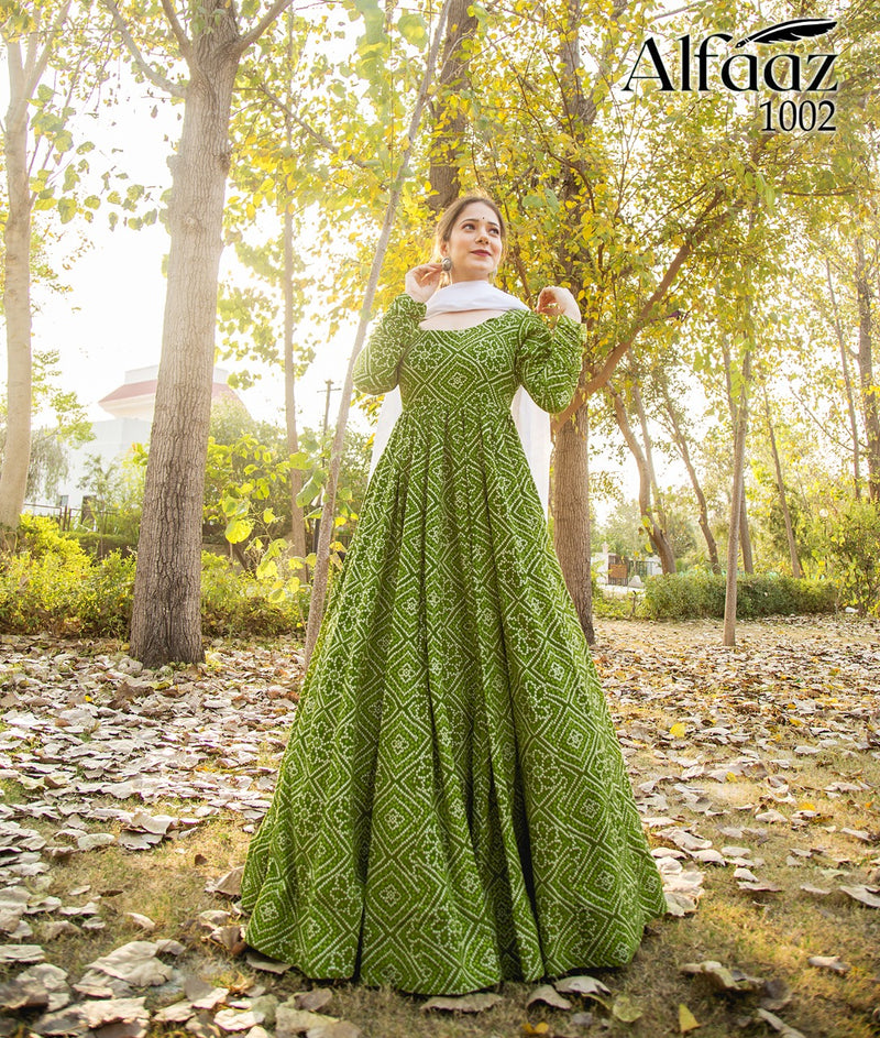 Alfaaz Vol 1 Maslin Designer Work Gown With Dupatta