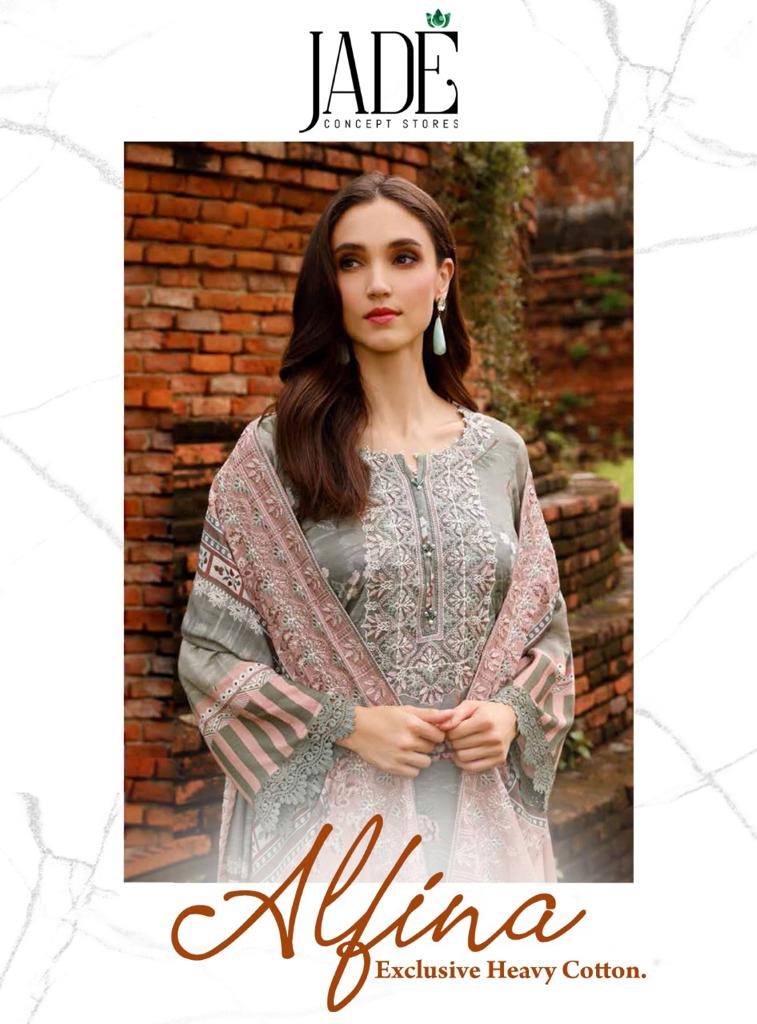 Jade Alfna Exclusive Pure Cotton With Heavy Embroidery Work Stylish Designer Festive Wear Salwar Kameez