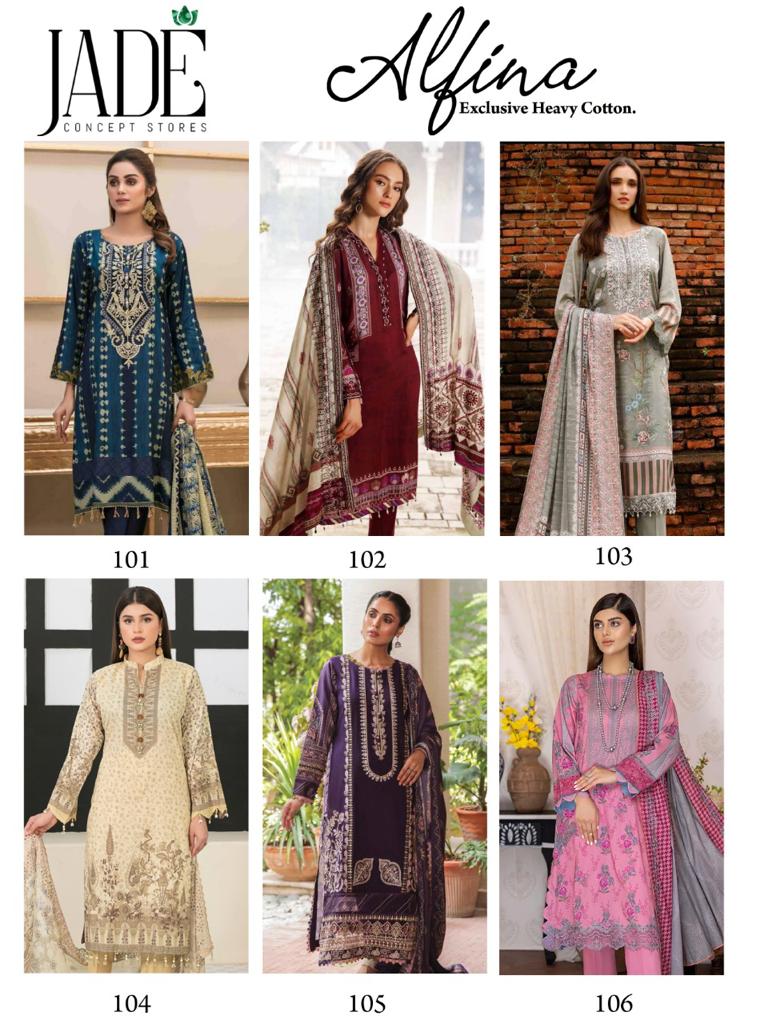 Jade Alfna Exclusive Pure Cotton With Heavy Embroidery Work Stylish Designer Festive Wear Salwar Kameez