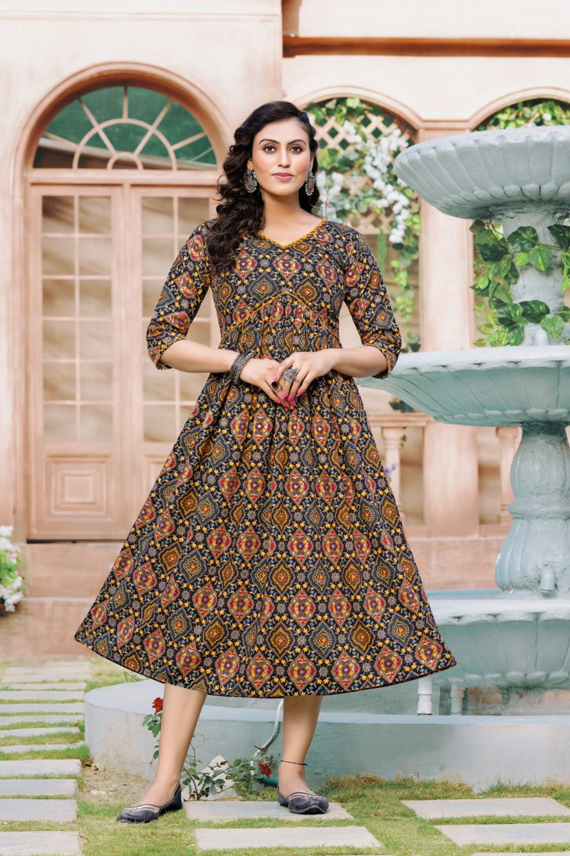 Hirwa Alia Heavy Rayon Foil Printed Designer Fancy Kurti