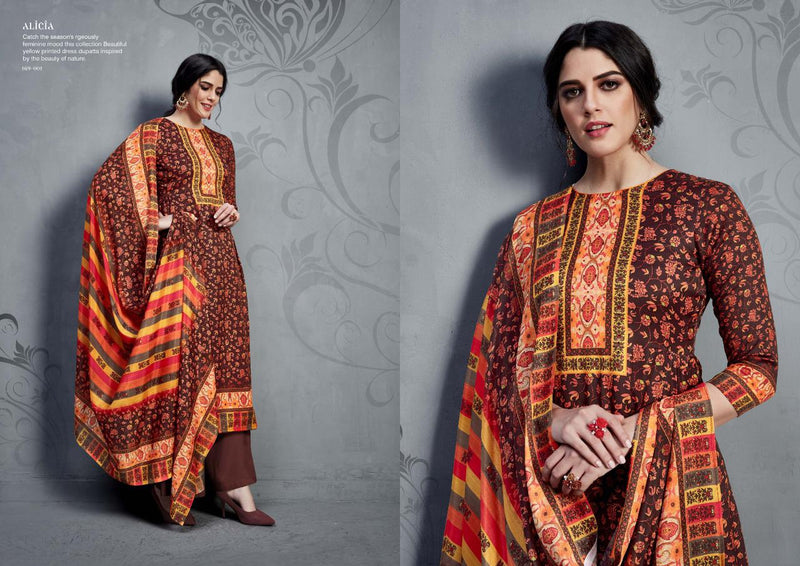 Sargam Prints Alicia Fabric With Digital Print Work Salwar Suit In Jam Silk