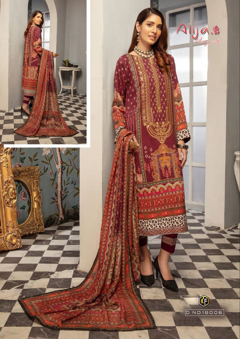 Keval Fabs Alija B Vol 18 Pure Cotton With Heavy Fancy Work Stylish Designer Pakistani Salwar Kameez