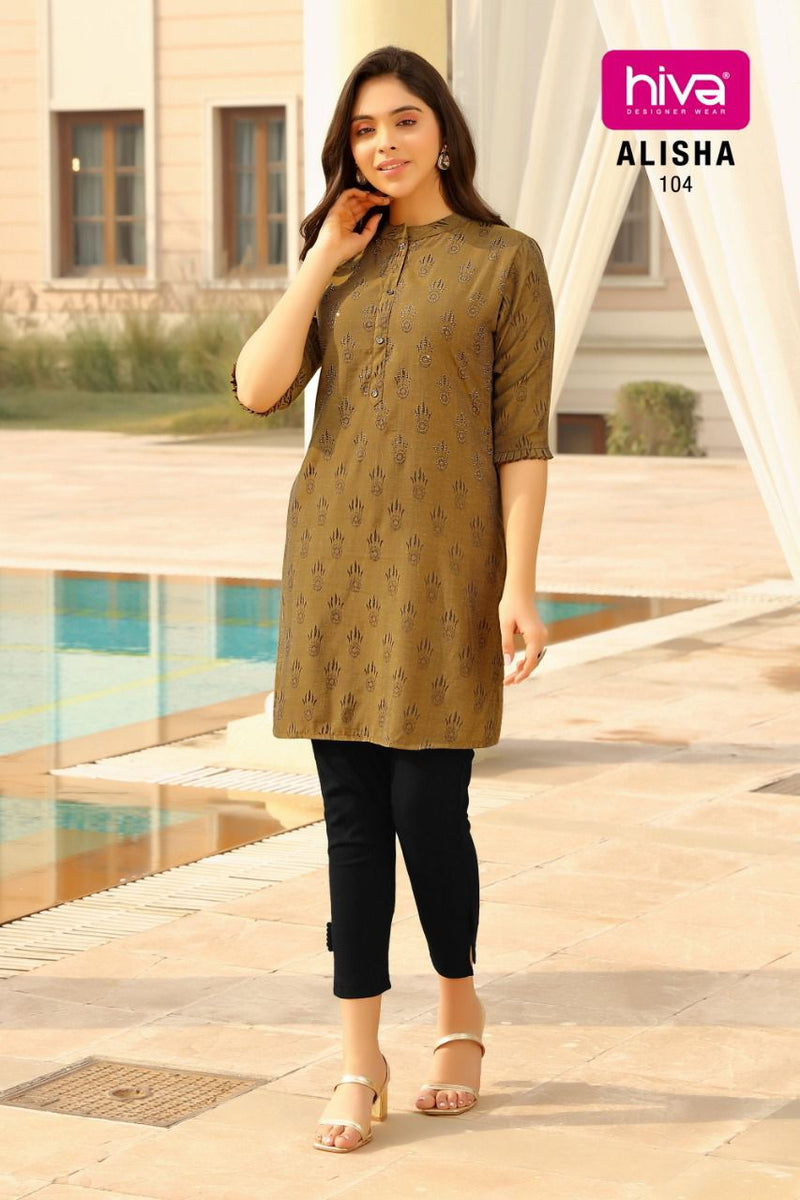 Hiva Designer Alisha Silk Fancy Stylish Party Wear Kurtis With 2 Tone