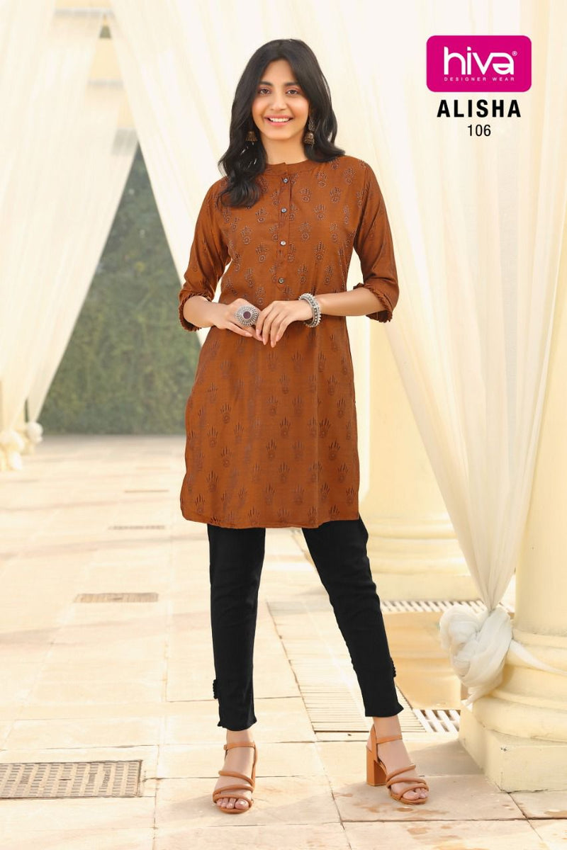 Hiva Designer Alisha Silk Fancy Stylish Party Wear Kurtis With 2 Tone