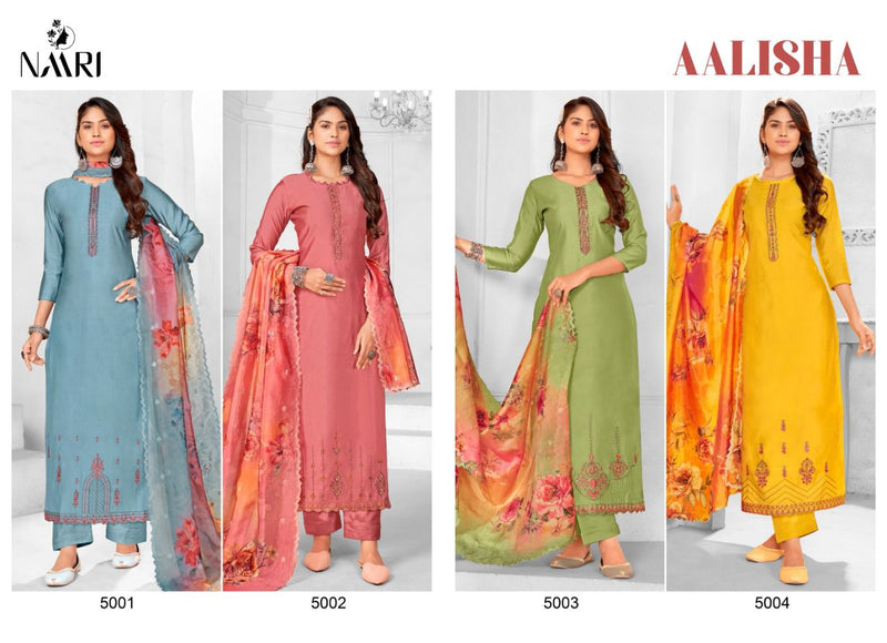 Naari Aalisha Silk Heavy Multi Sequence Embroidery Work Fancy Designer Wear Salwar Kameez