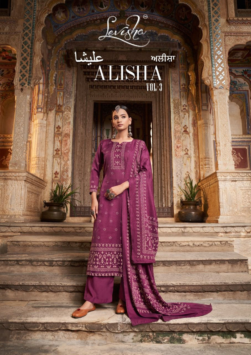 Levisha Alisha Vol 3 Pashmina Fancy Printed Work Stylish Designer Casual Look Salwar Kameez