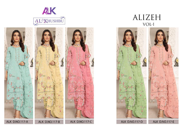 Al Khushbu Alizeh Vol 1 Georgette Embroidered Pakistani Style Party Wear Salwar Suits