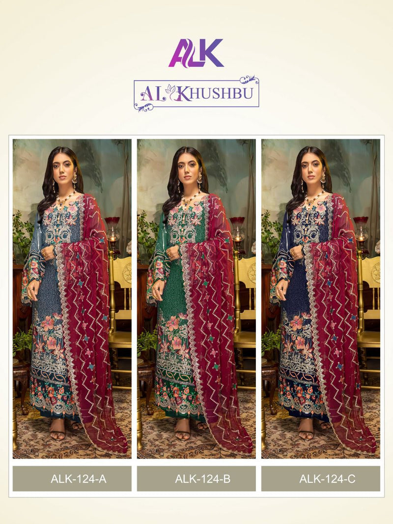 Al Khushbu Alk D No 124 Georgette Embroidered Pakistani Salwar Kameez