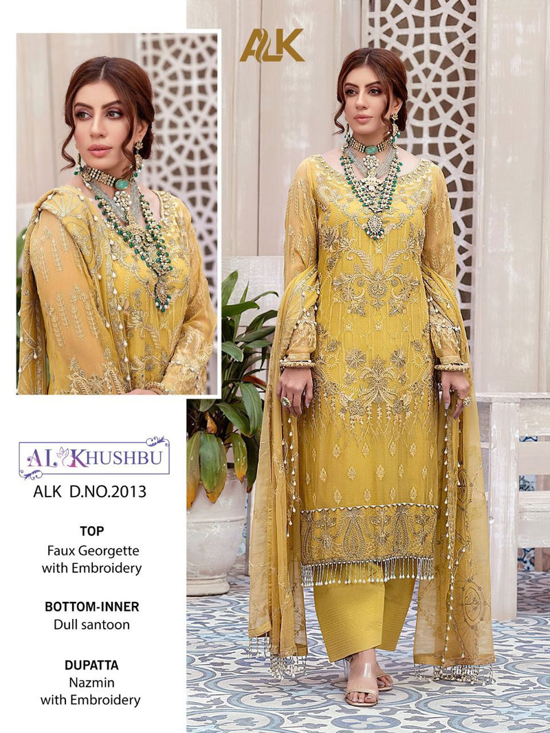 Al Khushbu Alk Dno 2013 Designer Stylish Party Wear Pakistani Salwar Kameez