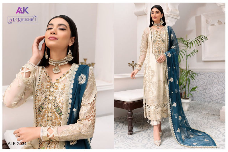 Al Khushbu Alk D No 2034 Georgette Embroidered Pakistani Style Wedding Wear Salwar Suits