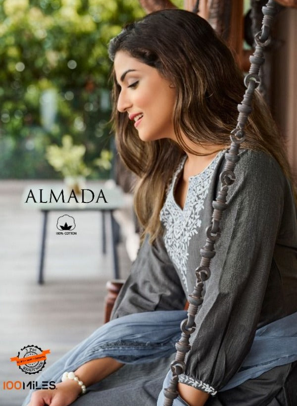 100 Miles Almada Fancy With Heavy Embroidery Work Stylish Designer Casual Wear Kurti