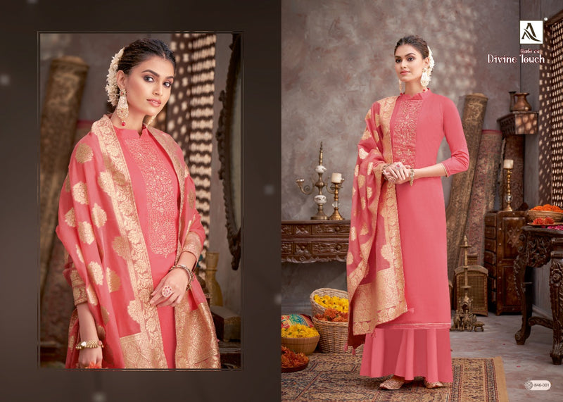 Alok Suit Divine Touch Cotton Dyed With Embroidery Work Salwar Suit
