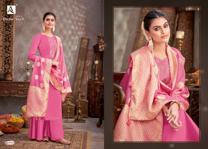 Alok Suit Divine Touch Cotton Dyed With Embroidery Work Salwar Suit