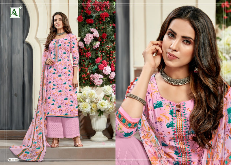 Alok Suit Pihu Fancy Thread Embroidery Digital Printed Salwar Suit In Cotton