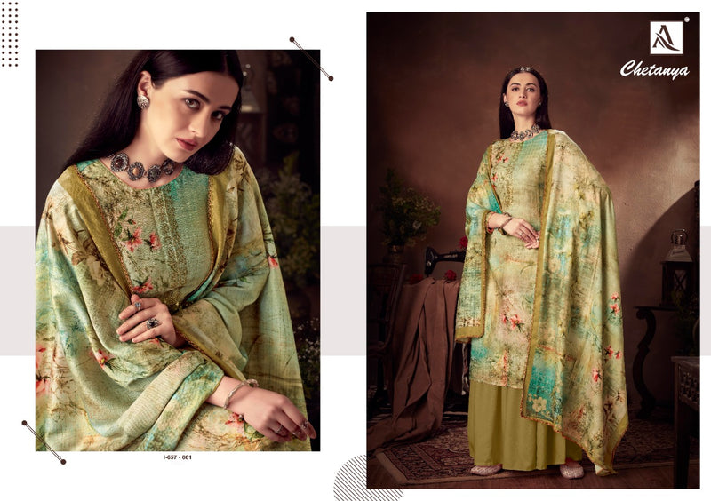 Alok Suit Chetanya Pure Wool Pasmina Digital Print Diginer Dimond Work Salwar Kameez