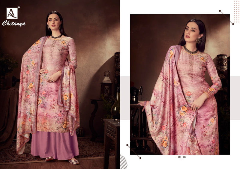 Alok Suit Chetanya Pure Wool Pasmina Digital Print Diginer Dimond Work Salwar Kameez
