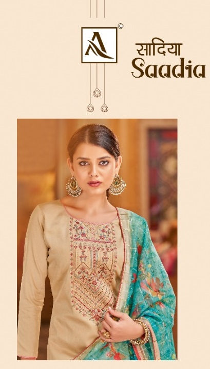 Alok Suit Sadiaa Jam Cotton Embroidery Work Stylish Designer Party Wear salwar Suit