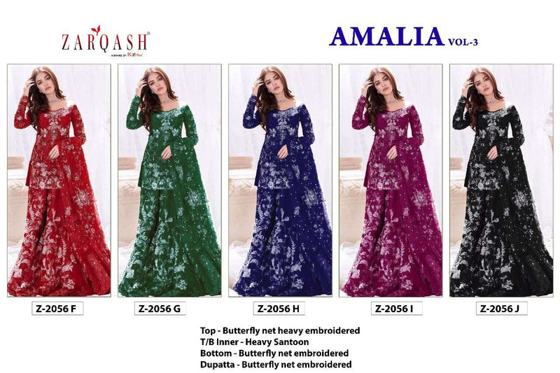 Zarqash Amalia Vol 3 Z 2056 Butterfly Net Pakistani Style Wedding Wear Designer Salwar Kameez