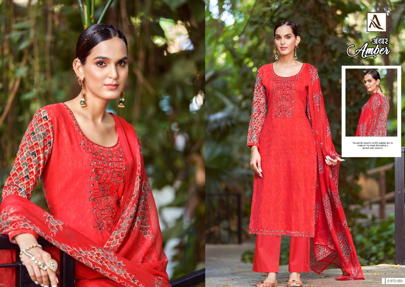 Alok Suits Amber Viscose Rayon Embroidered Party Wear Salwar Suits With Fancy Prints