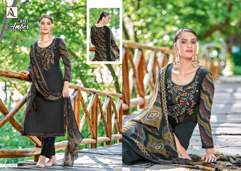 Alok Suits Amber Viscose Rayon Embroidered Party Wear Salwar Suits With Fancy Prints