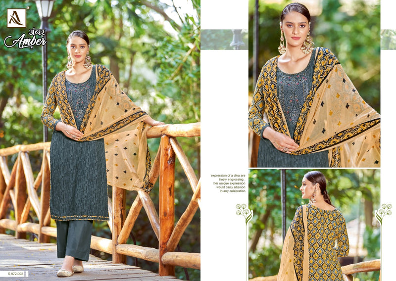 Alok Suits Amber Viscose Rayon Embroidered Party Wear Salwar Suits With Fancy Prints