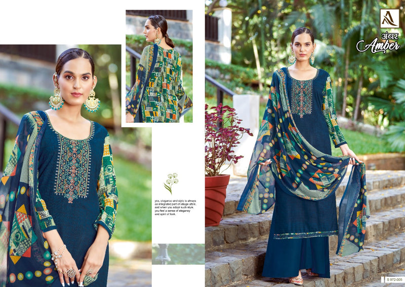 Alok Suits Amber Viscose Rayon Embroidered Party Wear Salwar Suits With Fancy Prints