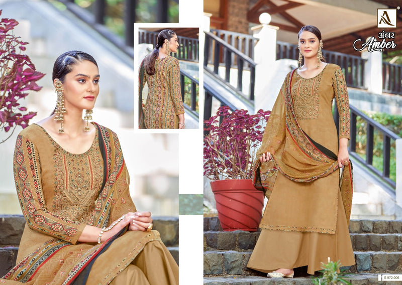 Alok Suits Amber Viscose Rayon Embroidered Party Wear Salwar Suits With Fancy Prints