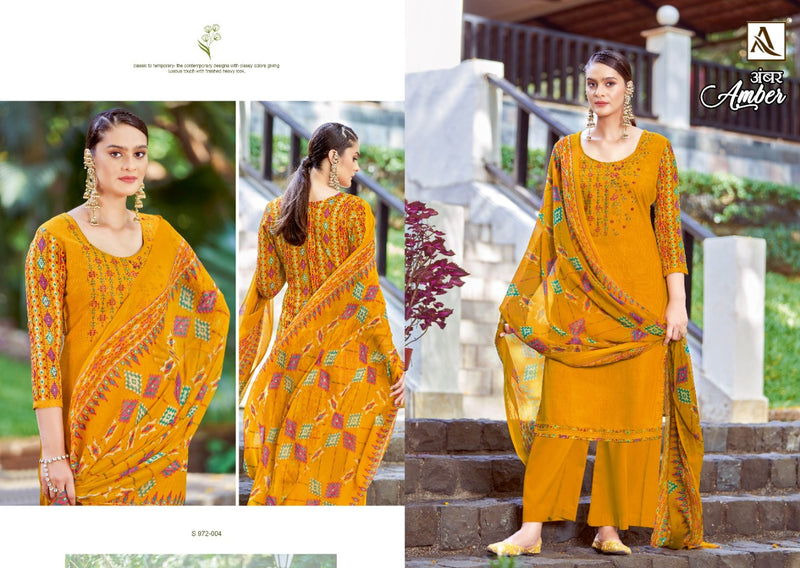 Alok Suits Amber Viscose Rayon Embroidered Party Wear Salwar Suits With Fancy Prints